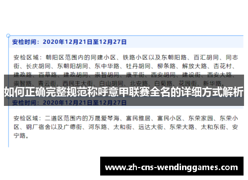 如何正确完整规范称呼意甲联赛全名的详细方式解析